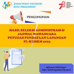 PENGUMUMAN HASIL SELEKSI ADMINISTRASI DAN JADWAL WAWANCARA CALON PETUGAS PL-KUMKM 2023