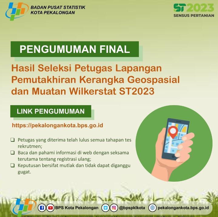 Pengumuman Final Rekrutmen Petugas Pemutakhiran Kerangka Geospasial dan Muatan Wilkerstat 2022