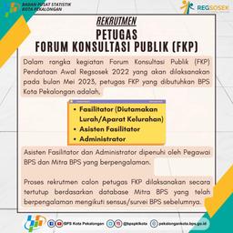 Rekrutmen Petugas Forum Konsultasi Publik (FKP) Regsosek