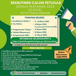 Rekrutmen Calon Petugas Sensus Pertanian 2023 (ST2023) Kota Pekalongan