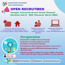 OPEN RECRUITMENT PETUGAS SUSENAS MARET 2022