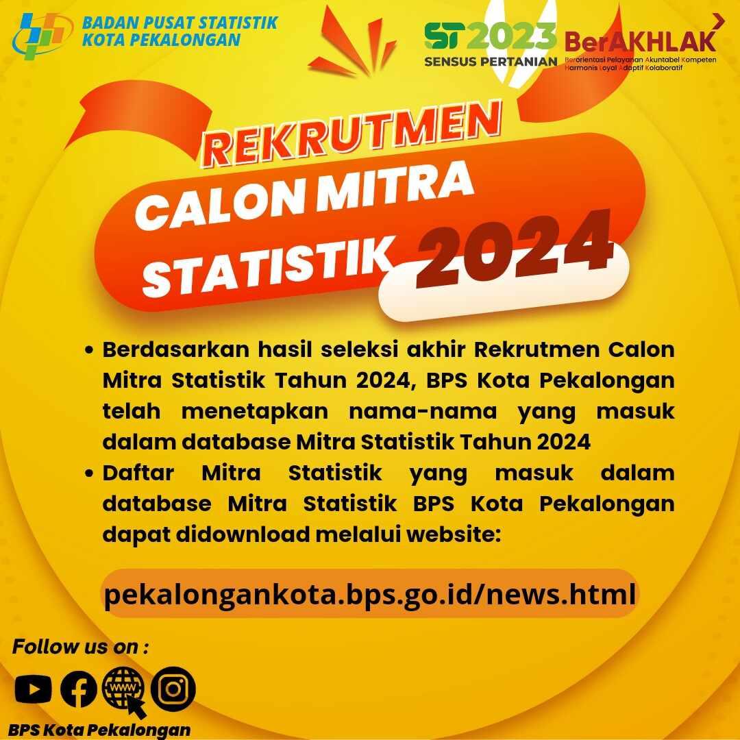 Pengumuman Hasil Akhir Rekrutmen Calon Mitra Statistik BPS Kota Pekalongan Tahun 2024