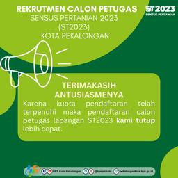 Pendaftaran Calon Petugas Sensus Telah Ditutup